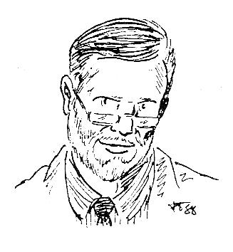 Per Sigurd Agrell drawn by Fredrik Tersmeden, 1988